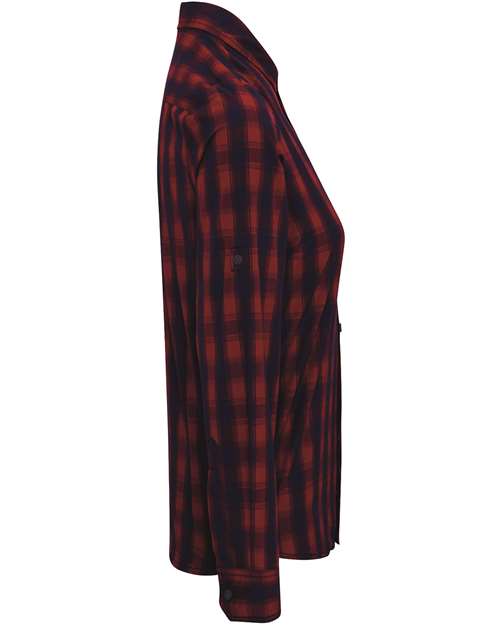 Women's Mulligan Check Long Sleeve Cotton Dress Shirt | USA Decoration