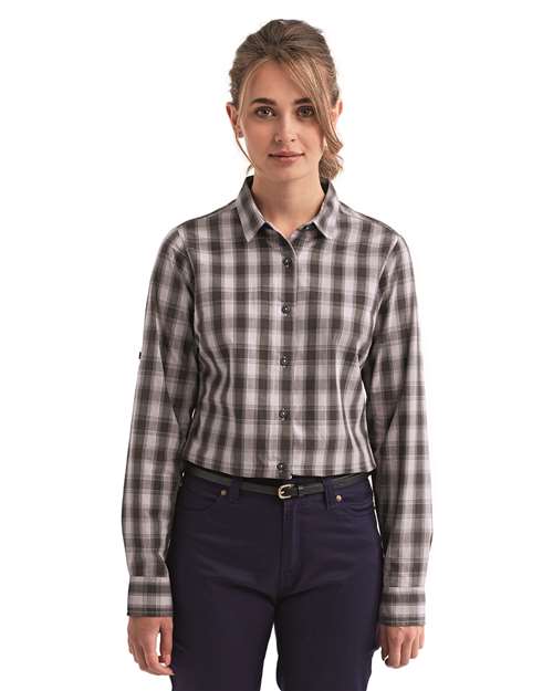 Women's Mulligan Check Long Sleeve Cotton Dress Shirt | USA Decoration