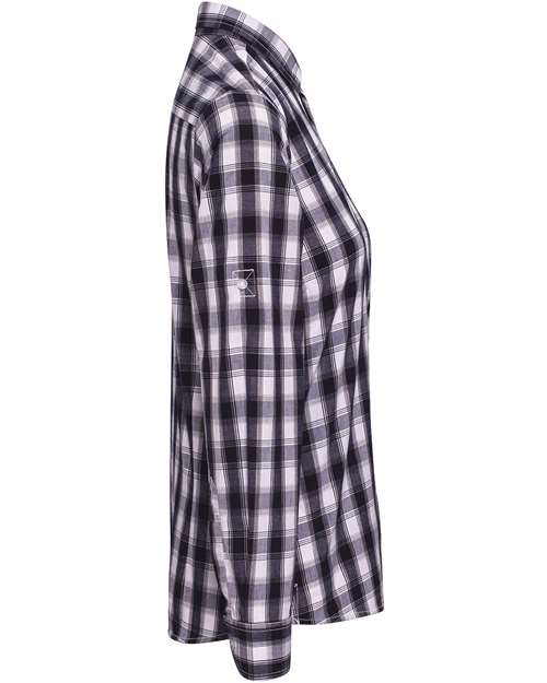 Women's Mulligan Check Long Sleeve Cotton Dress Shirt | USA Decoration