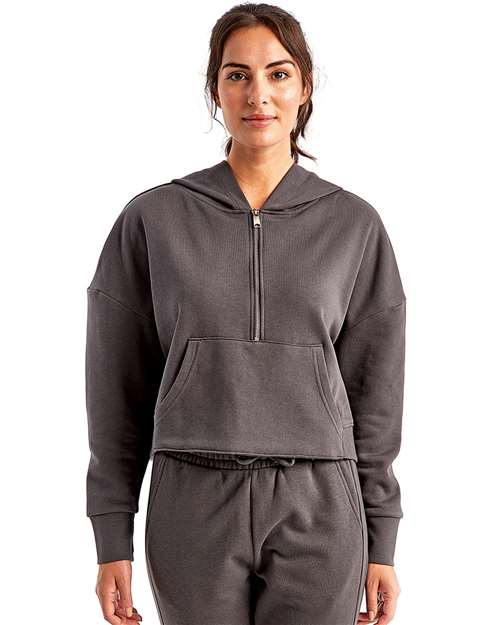 Women's Alice Half-Zip Hooded Sweatshirt | USA Decoration