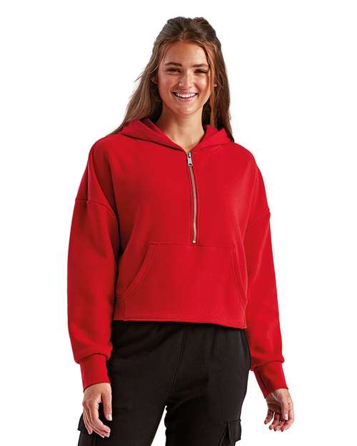 Women's Alice Half-Zip Hooded Sweatshirt | USA Decoration