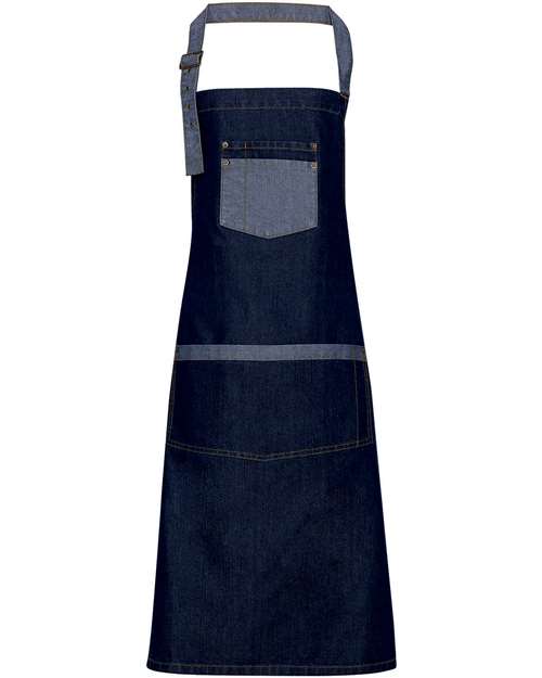 Domain Contrast Denim Bib Apron with Pockets | USA Decoration