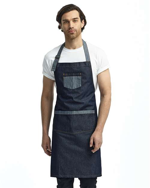 Domain Contrast Denim Bib Apron with Pockets | USA Decoration