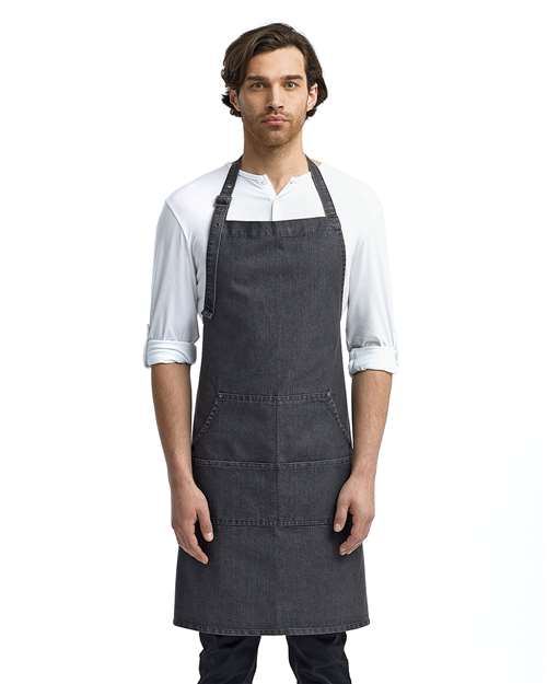 Jeans Stitch Denim Bib Apron with Pockets | USA Decoration