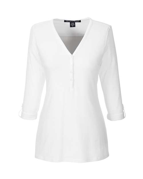 Women's Perfect Fit™ Y-Placket Convertible Sleeve Knit Top | USA Decoration