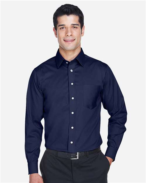 Crown Collection® Solid Stretch Twill Woven Dress Shirt | USA Decoration