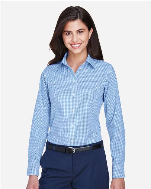 Women's Crown Collection® Gingham Check Woven Dress Shirt | USA Decoration