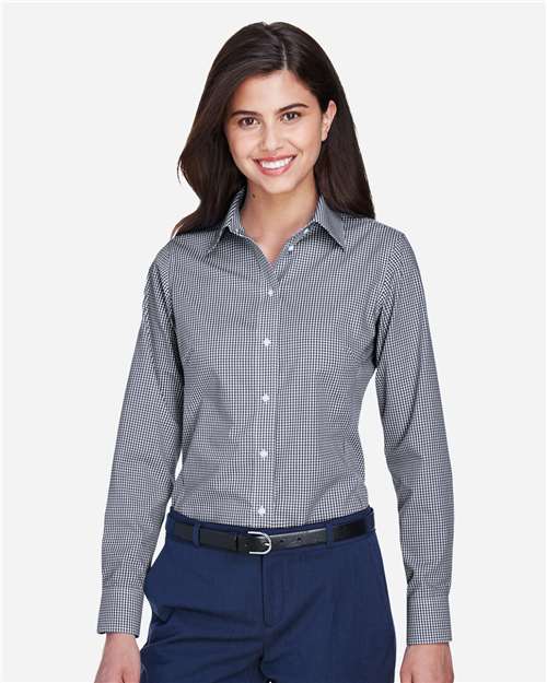 Women's Crown Collection® Gingham Check Woven Dress Shirt | USA Decoration
