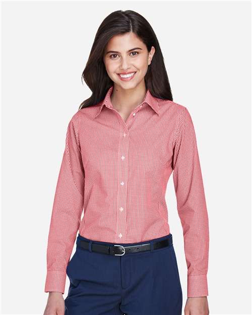 Women's Crown Collection® Gingham Check Woven Dress Shirt | USA Decoration