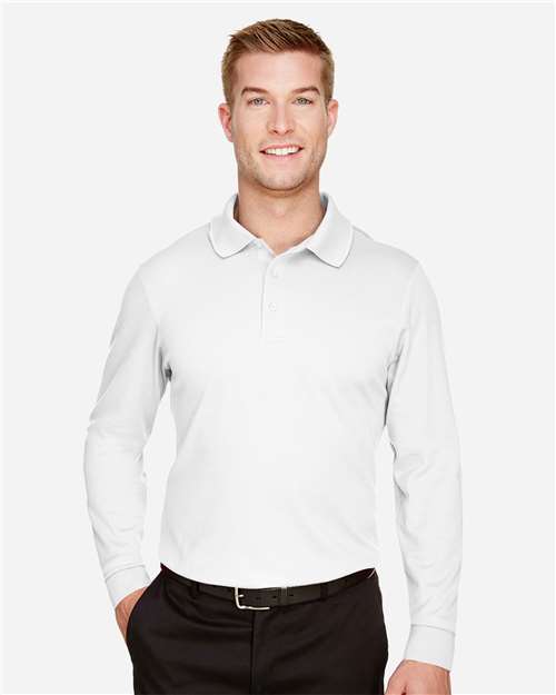 CrownLux Performance® Plaited Long Sleeve Polo | USA Decoration