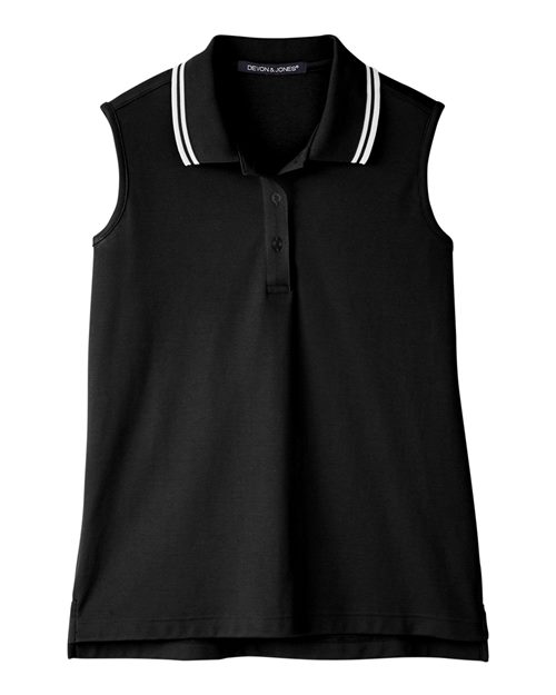 Women's CrownLux Performance® Plaited Tipped Sleeveless Polo | USA Decoration