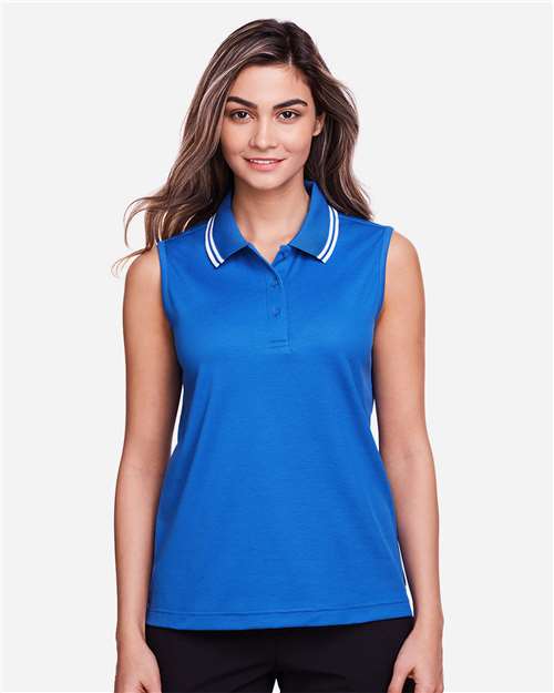 Women's CrownLux Performance® Plaited Tipped Sleeveless Polo | USA Decoration