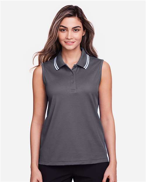 Women's CrownLux Performance® Plaited Tipped Sleeveless Polo | USA Decoration