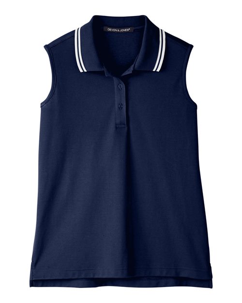 Women's CrownLux Performance® Plaited Tipped Sleeveless Polo | USA Decoration
