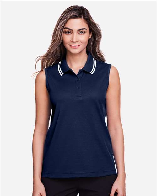 Women's CrownLux Performance® Plaited Tipped Sleeveless Polo | USA Decoration