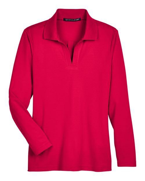 Women's CrownLux Performance® Plaited Long Sleeve Polo | USA Decoration