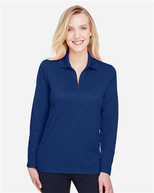 Women's CrownLux Performance® Plaited Long Sleeve Polo | USA Decoration
