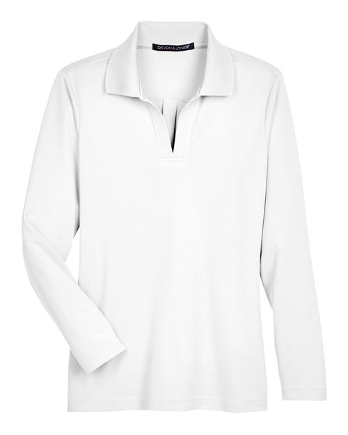 Women's CrownLux Performance® Plaited Long Sleeve Polo | USA Decoration