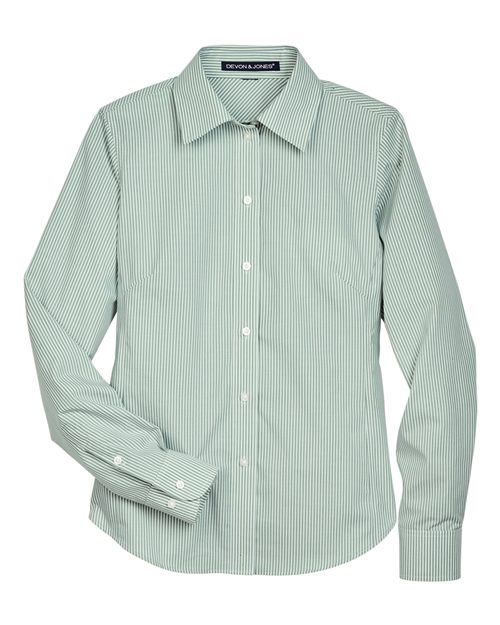 Women's Crown Collection® Banker Stripe Woven Dress Shirt | USA Decoration