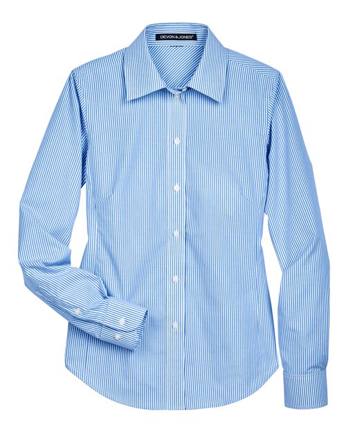 Women's Crown Collection® Banker Stripe Woven Dress Shirt | USA Decoration