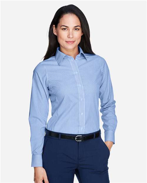 Women's Crown Collection® Banker Stripe Woven Dress Shirt | USA Decoration