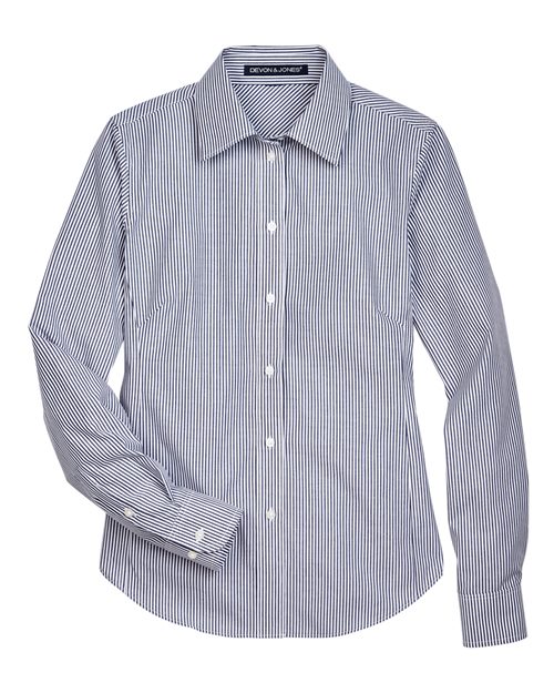 Women's Crown Collection® Banker Stripe Woven Dress Shirt | USA Decoration