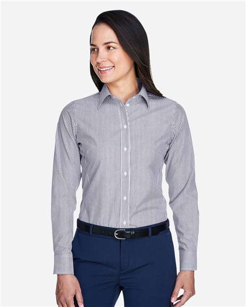 Women's Crown Collection® Banker Stripe Woven Dress Shirt | USA Decoration