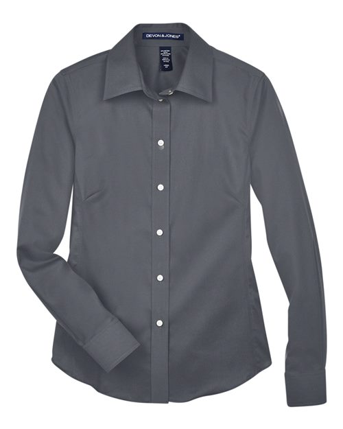 Women's Crown Collection® Solid Stretch Twill Woven Dress Shirt | USA Decoration