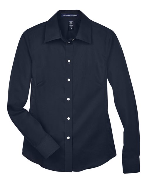 Women's Crown Collection® Solid Stretch Twill Woven Dress Shirt | USA Decoration