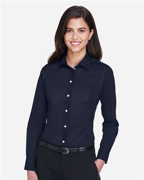 Women's Crown Collection® Solid Stretch Twill Woven Dress Shirt | USA Decoration