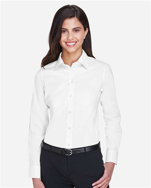 Women's Crown Collection® Solid Stretch Twill Woven Dress Shirt | USA Decoration