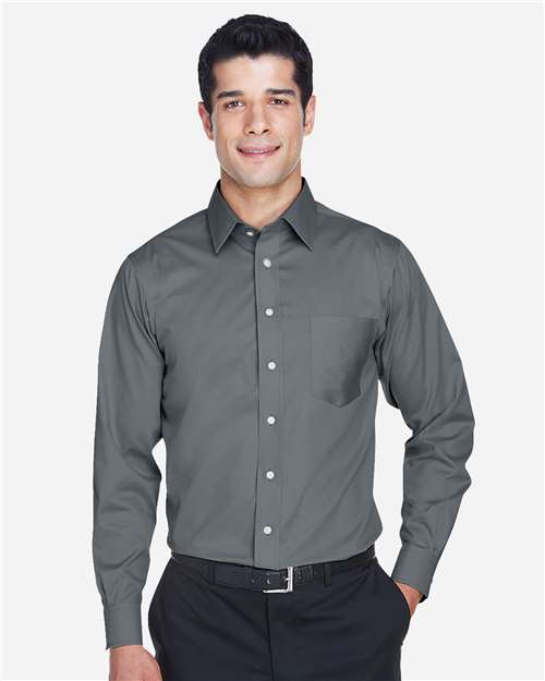 Crown Collection® Tall Solid Stretch Twill Woven Dress Shirt | USA Decoration