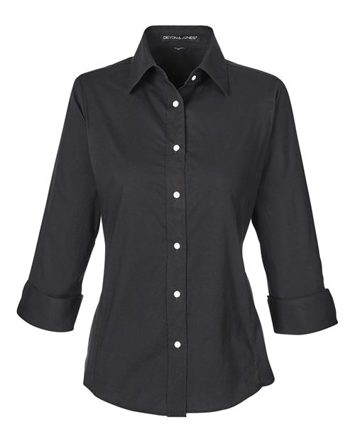 Women's Perfect Fit™ Three-Quarter Sleeve Stretch Poplin Dress Shirt | USA Decoration
