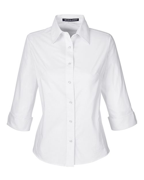 Women's Perfect Fit™ Three-Quarter Sleeve Stretch Poplin Dress Shirt | USA Decoration