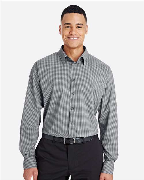 CrownLux Performance® Tonal Mini Check Woven Dress Shirt | USA Decoration