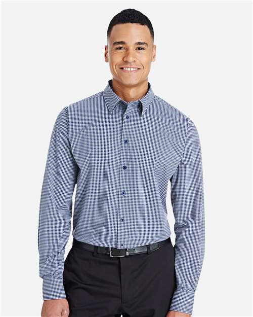 CrownLux Performance® Tonal Mini Check Woven Dress Shirt | USA Decoration