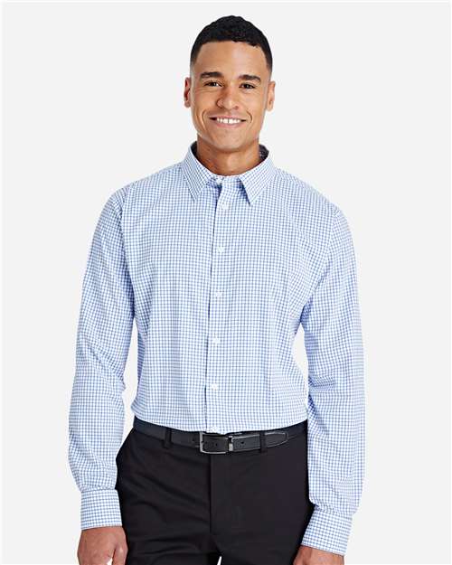 CrownLux Performance® Micro Windowpane Woven Dress Shirt | USA Decoration
