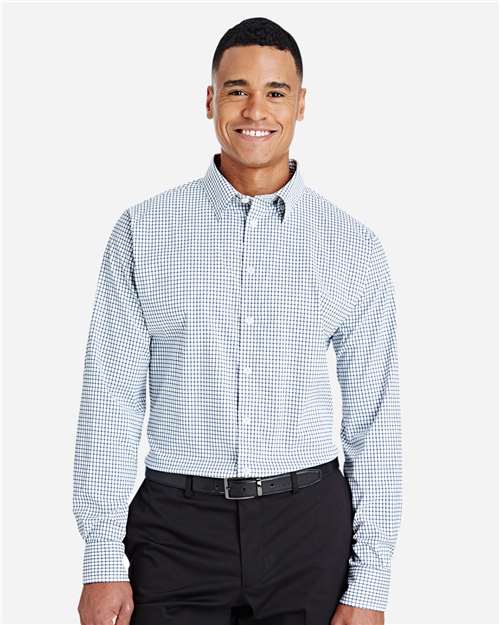 CrownLux Performance® Micro Windowpane Woven Dress Shirt | USA Decoration