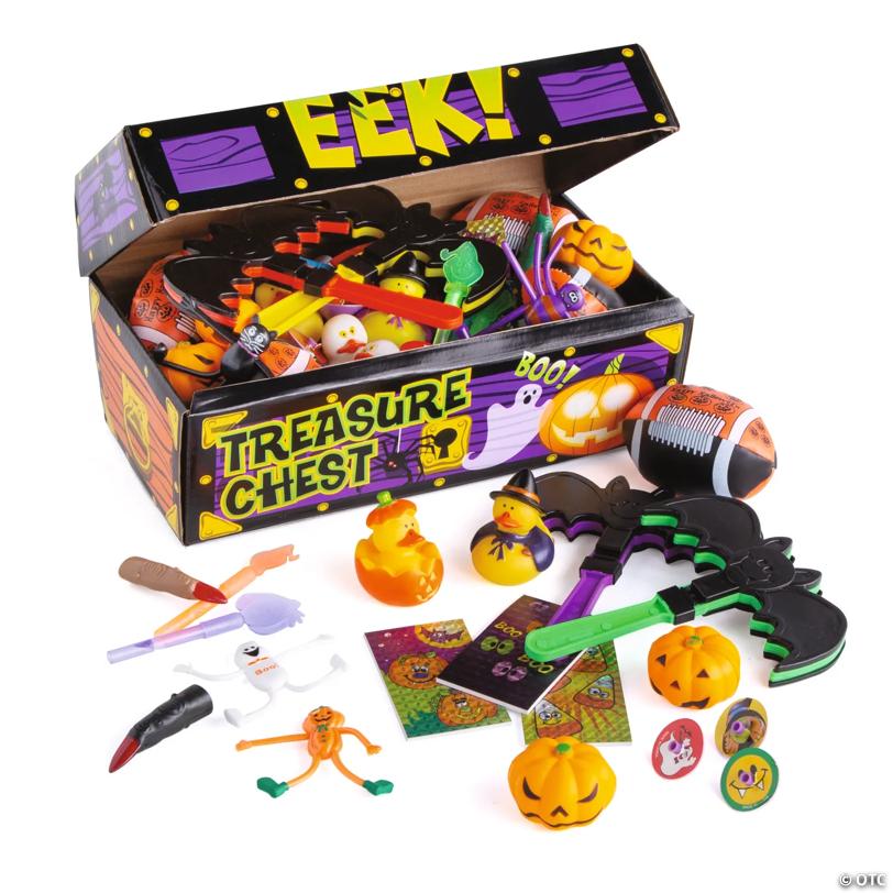 11 1/2" x 13 1/2" Bulk 50 Pc. Deluxe Halloween Treasure Chest Toy Assortment