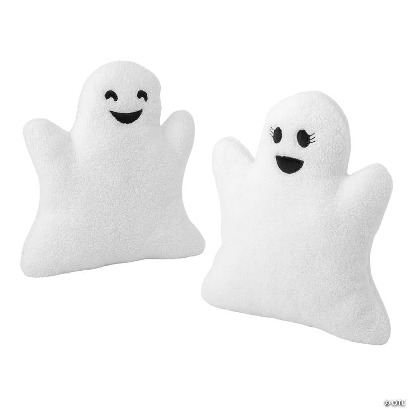 11 3/4" x 13 3/4" Halloween Fuzzy Polyester Ghost Pillows Set - 2 Pc.