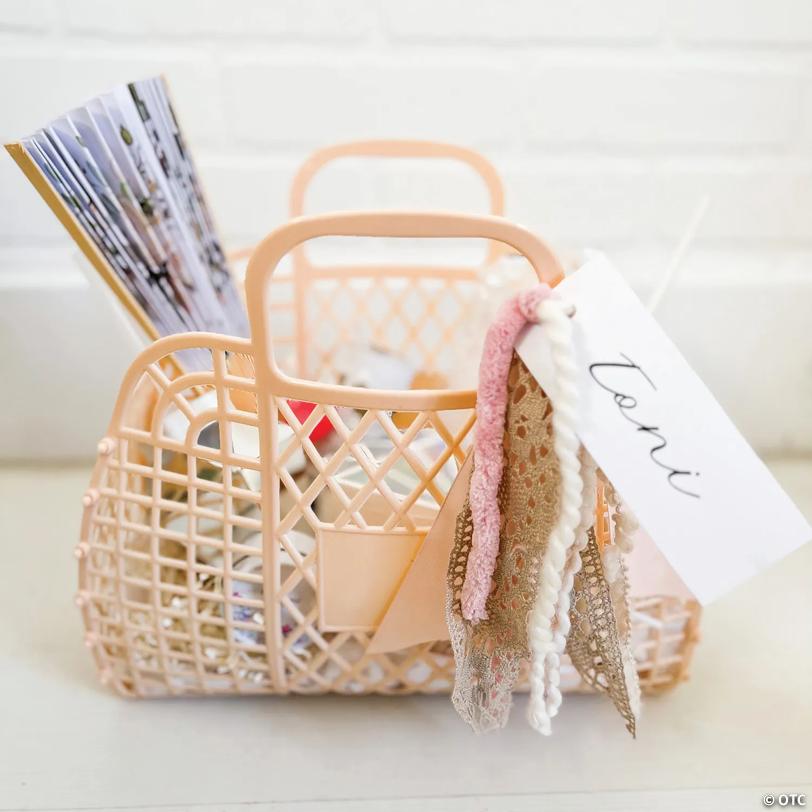 11 3/4" x 4 3/4" Bulk 12 Pc. Large Neutral Plastic Jelly Beach Tote Bags