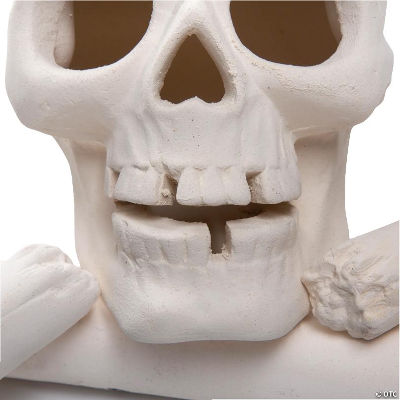 11" Ceramic Skull & Bones Fire Log Halloween Decoration
