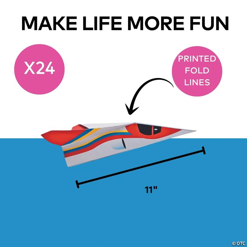 11" Classic Build-Your-Own Multicolor Paper Airplanes - 24 Pc.