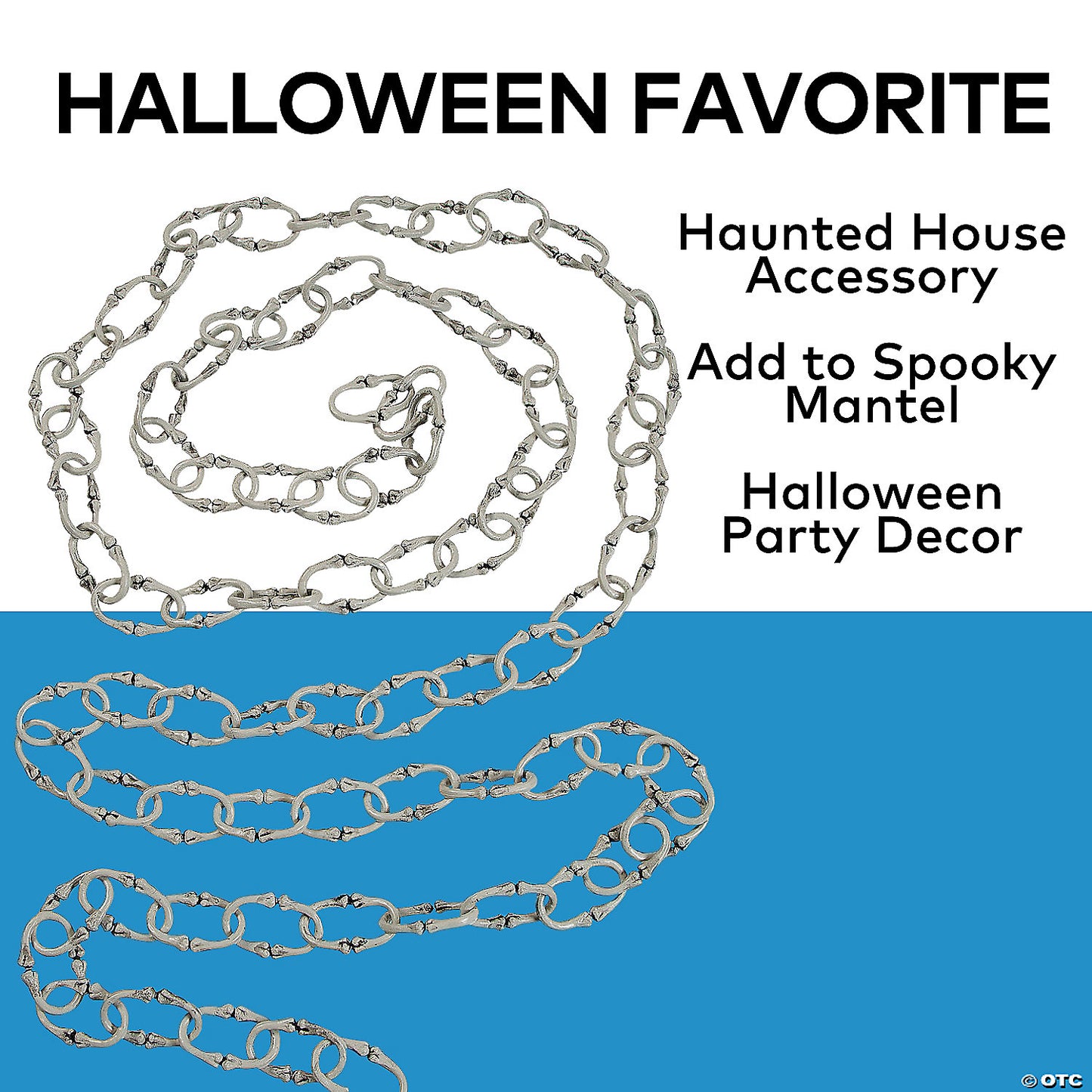 12 Ft. Grey Plastic Bone Link Chain Halloween Decoration | USA Decoration®