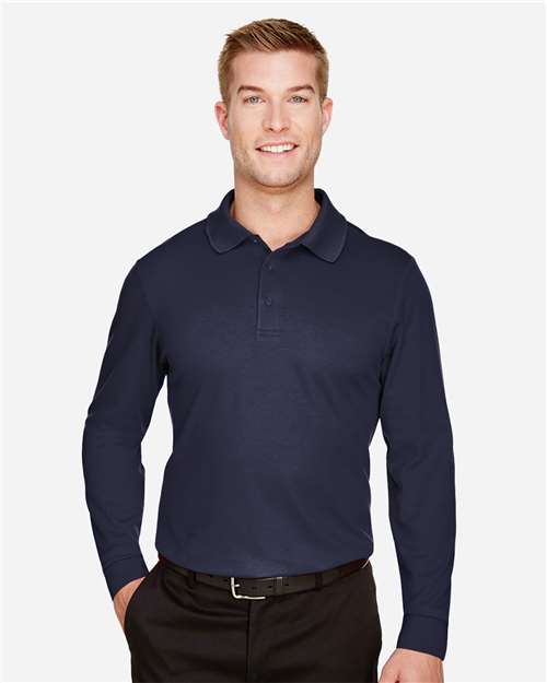 CrownLux Performance® Tall Plaited Long Sleeve Polo | USA Decoration