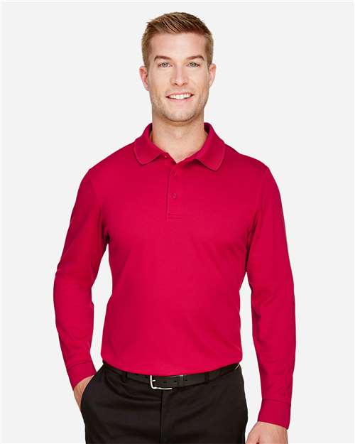 CrownLux Performance® Tall Plaited Long Sleeve Polo | USA Decoration