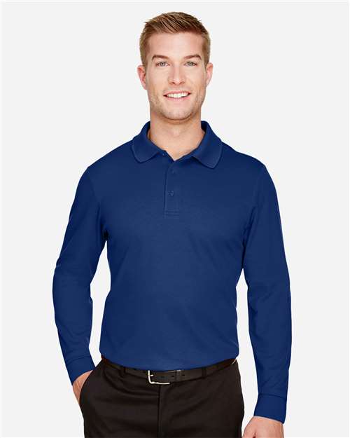 CrownLux Performance® Tall Plaited Long Sleeve Polo | USA Decoration