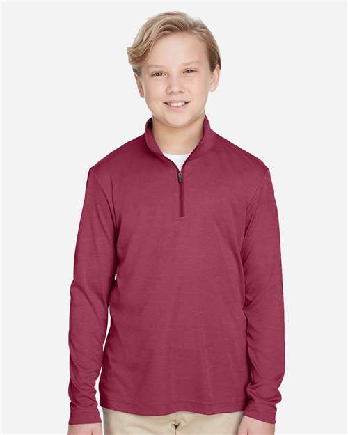 Youth Zone Sonic Heather Performance Quarter-Zip Pullolver | USA Decoration