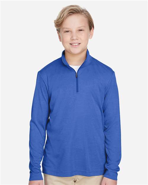Youth Zone Sonic Heather Performance Quarter-Zip Pullolver | USA Decoration