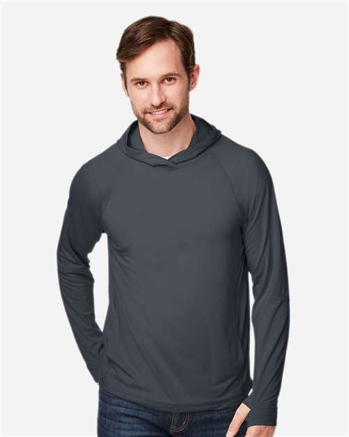 JAQ Stretch Performance Hooded Long Sleeve T-Shirt | USA Decoration